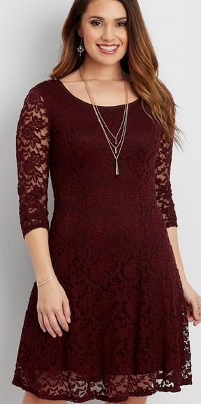 Maurices Dresses & Skirts - Maroon long sleeve skater dress